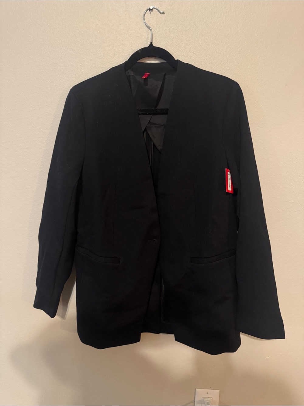 SPANX Black Collarless Blazer Jacket